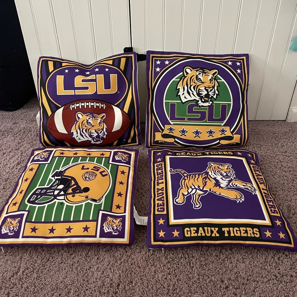 LSU Pillow cases WITH pillow cushions, brand new!